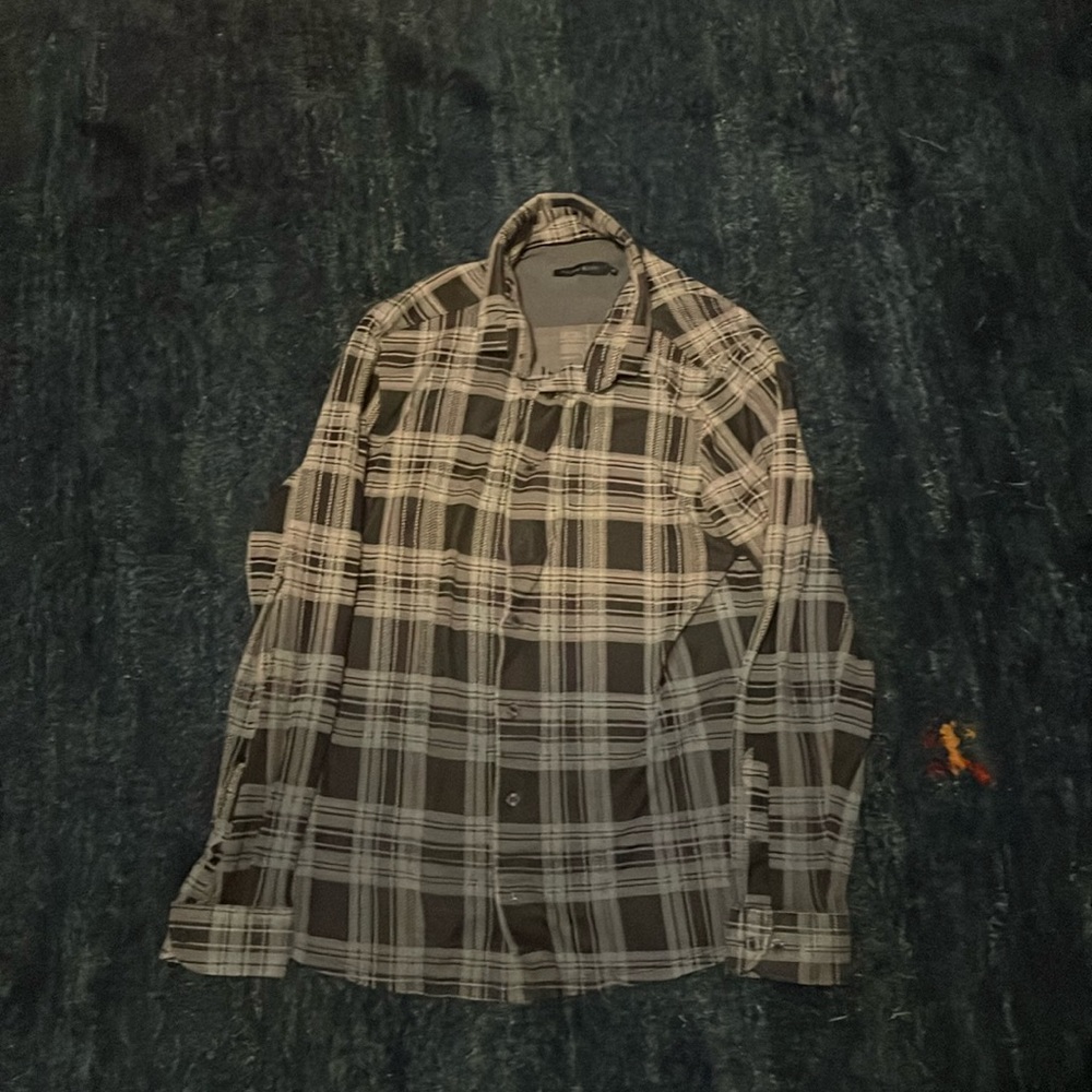 Stone Rose Blue Grey Plaid Flannel Button Down